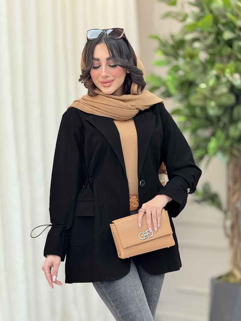 مانتو تک دکمه کمرگت دو جیب کد 6339 — تصویر ۴