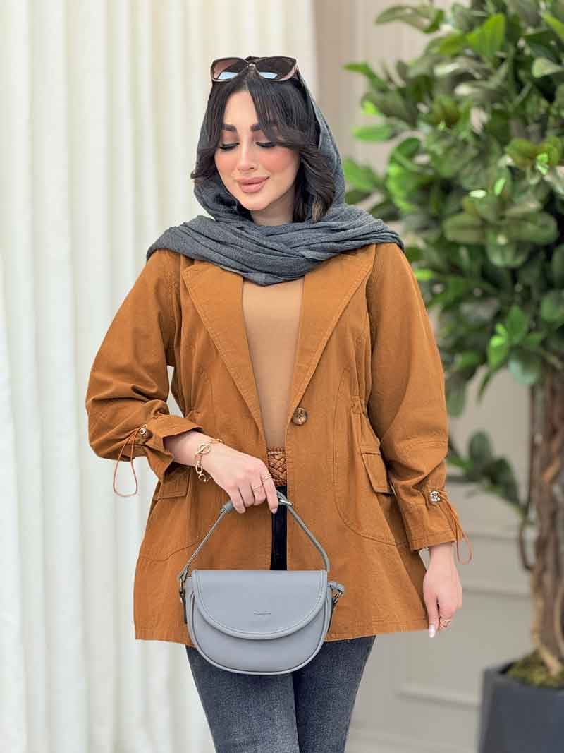 مانتو تک دکمه کمرگت دو جیب کد 6339 — تصویر ۶