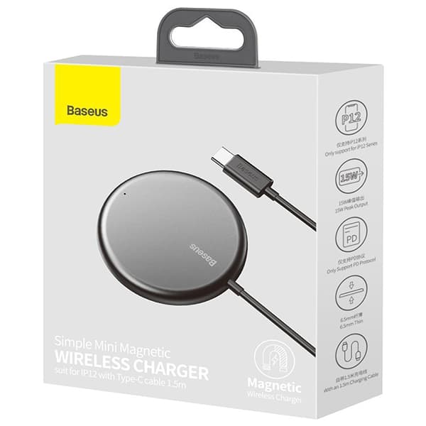 شارژر بی سیم باسئوس مدل Simple Mini Magnetic Wireless Charger WX01-JKF — تصویر ۲