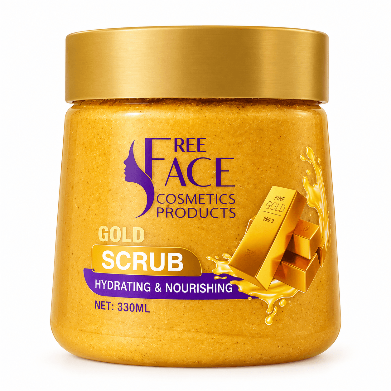 اسکراب و ماسک صورت و بدن طلا فریفیس (Free Face) – آبرسان، مغذی و روشنکننده (330ml)