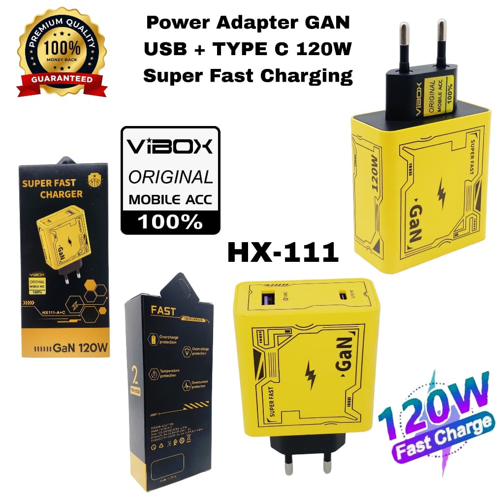 شارژر دیواری 120 وات مدل HX111-A+C به همراه کابل تبدیل USB / USB-C به لایتنینگ / USB-C — تصویر ۳