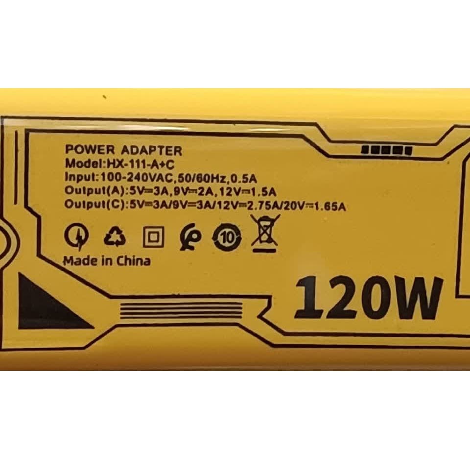 شارژر دیواری 120 وات مدل HX111-A+C به همراه کابل تبدیل USB / USB-C به لایتنینگ / USB-C — تصویر ۴