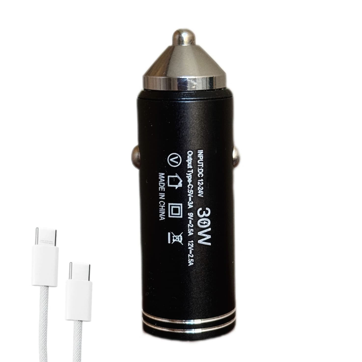 شارژر فندکی 30 وات اچ تی ام مدل c23 به همراه کابل USB-C