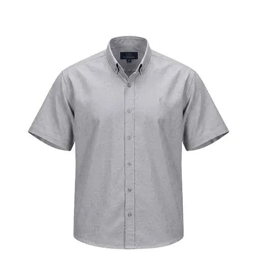 پیراهن نخی مردانه آستین کوتاه ساده طوسی Polo مدل 49738