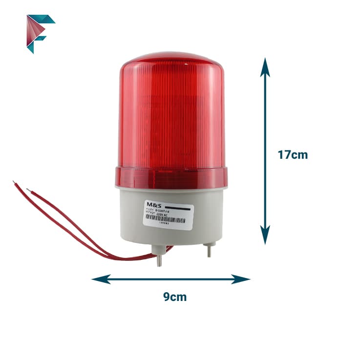 آژیر گردان LED | قرمز | بیزر دار(پیزو) | 220 ولت — تصویر ۳