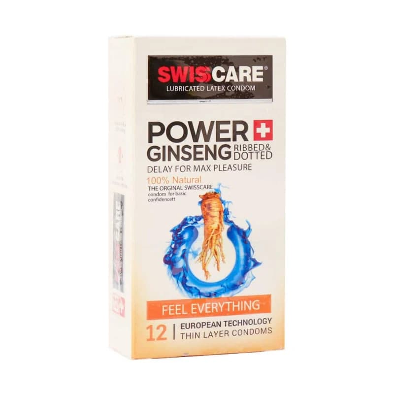 کاندوم سوئیس کر مدل POWER GINSENG جنسینگ بسته 12 عددی