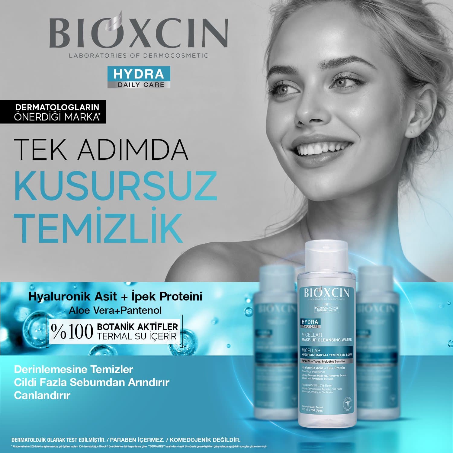 تونر آبرسان و پاک کننده بیوکسین Bioxcin سری Hydra انواع پوست حجم 200 میل — تصویر ۲