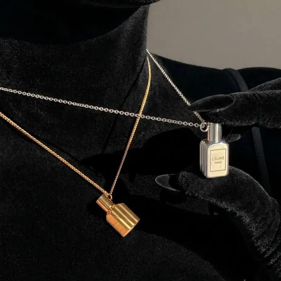 گردنبند و آویز زنانه و دخترانه استیل عطر یار عشق ضد حساسیت رنگ ثابت کد amp — تصویر ۲