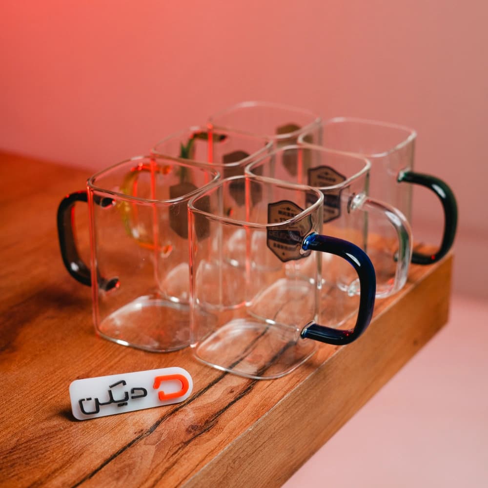لیوان پیرکس دسته رنگی DELISOGA GPZB306-1 | بسته ۶ عددی