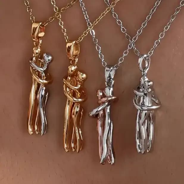 گردنبند و آویز زنانه و دخترانه طرح آغوش دو نفره ضد حساسیت رنگ کاملا ثابت کد amp