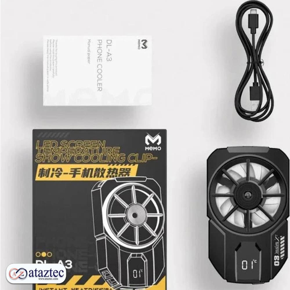 فن خنک کننده موبایل MEMO DL-A3 با طراحی ارگونومیک و نمایشگر دما — تصویر ۵