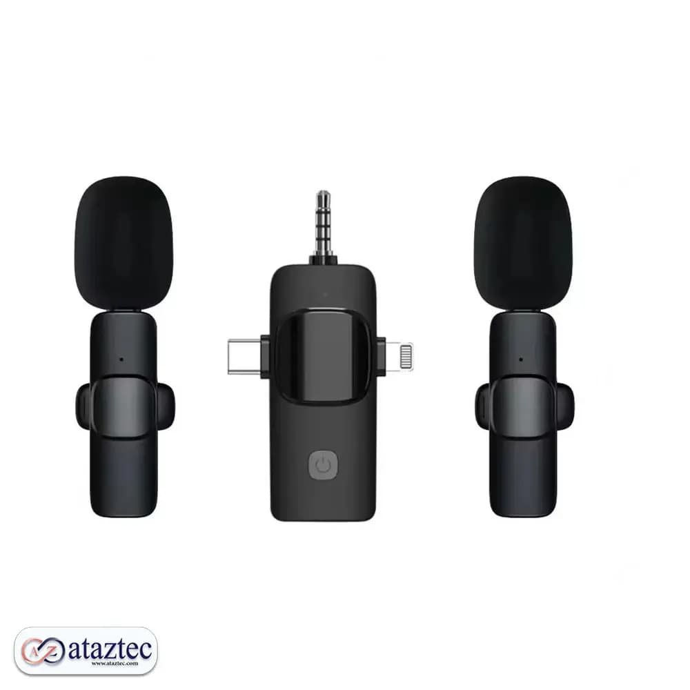 میکروفون یقه‌ای مدل K15 – با گیرنده Lightning، Type-C و جک ۳.۵ میلی‌متری