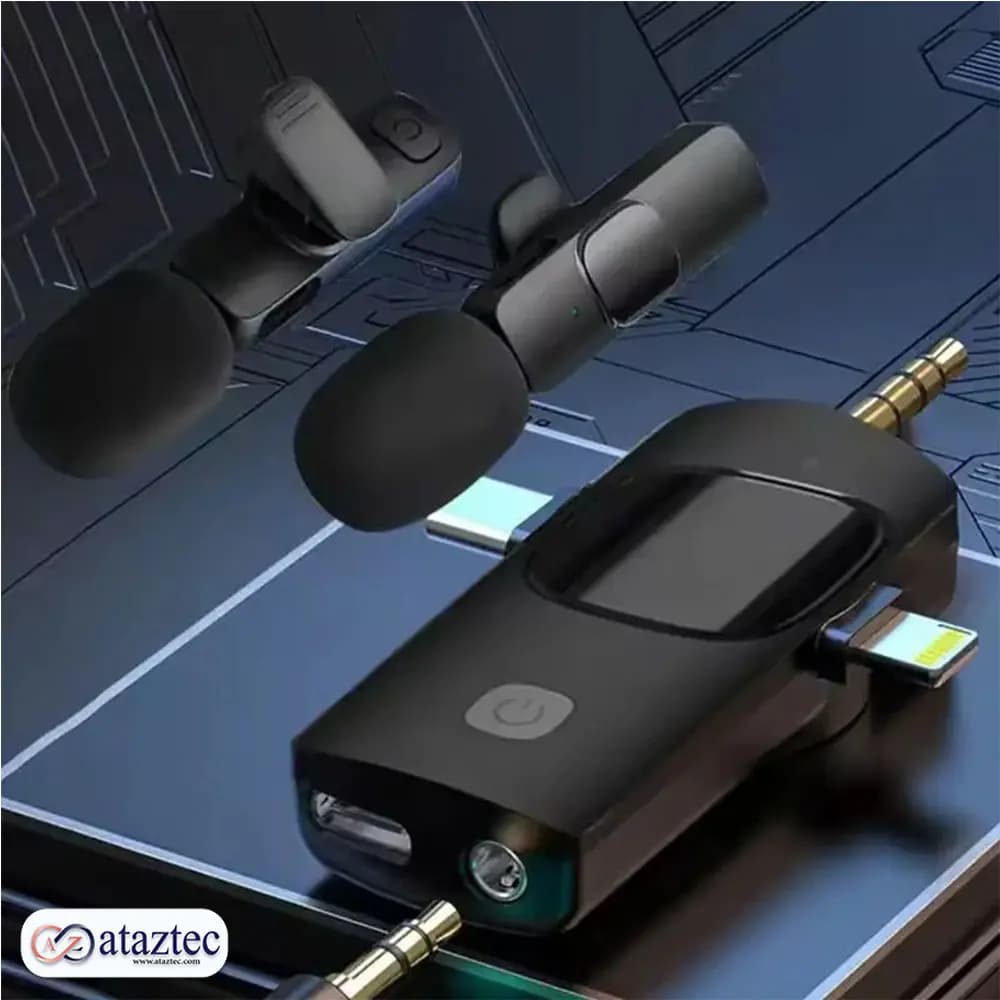میکروفون یقه‌ای مدل K15 – با گیرنده Lightning، Type-C و جک ۳.۵ میلی‌متری — تصویر ۲
