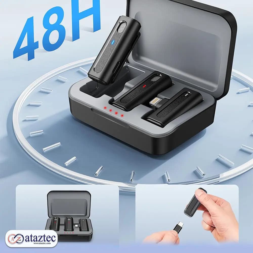 میکروفون یقهای مدل M9 – با اتصال لایتنینگ صدای شفاف با حذف نویز – دارای دو میکروفون — تصویر ۳