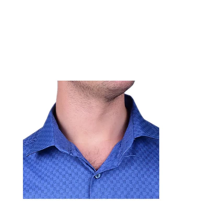 پیراهن مردانه آستین بلند تترون دو جیب مدل بافت خاویاری چهارخانه رگولار فیت — تصویر ۶