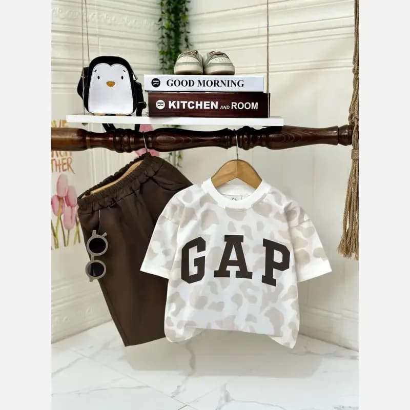 ست تیشرت و شلوارک دخترانه GAP نخ پنبه و کتان مناسب 2 تا 8 سال — تصویر ۱۱