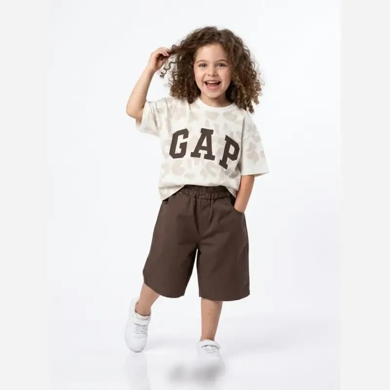 ست تیشرت و شلوارک دخترانه GAP نخ پنبه و کتان مناسب 2 تا 8 سال — تصویر ۹