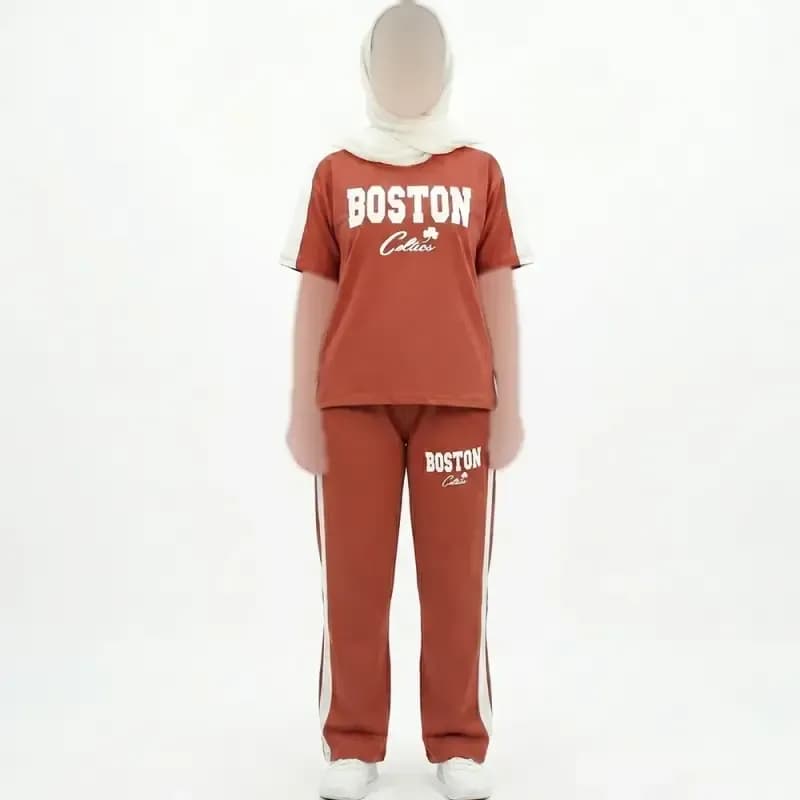 ست تیشرت و شلوار زنانه طرح BOSTON کد 11740 فری سایز — تصویر ۱۲