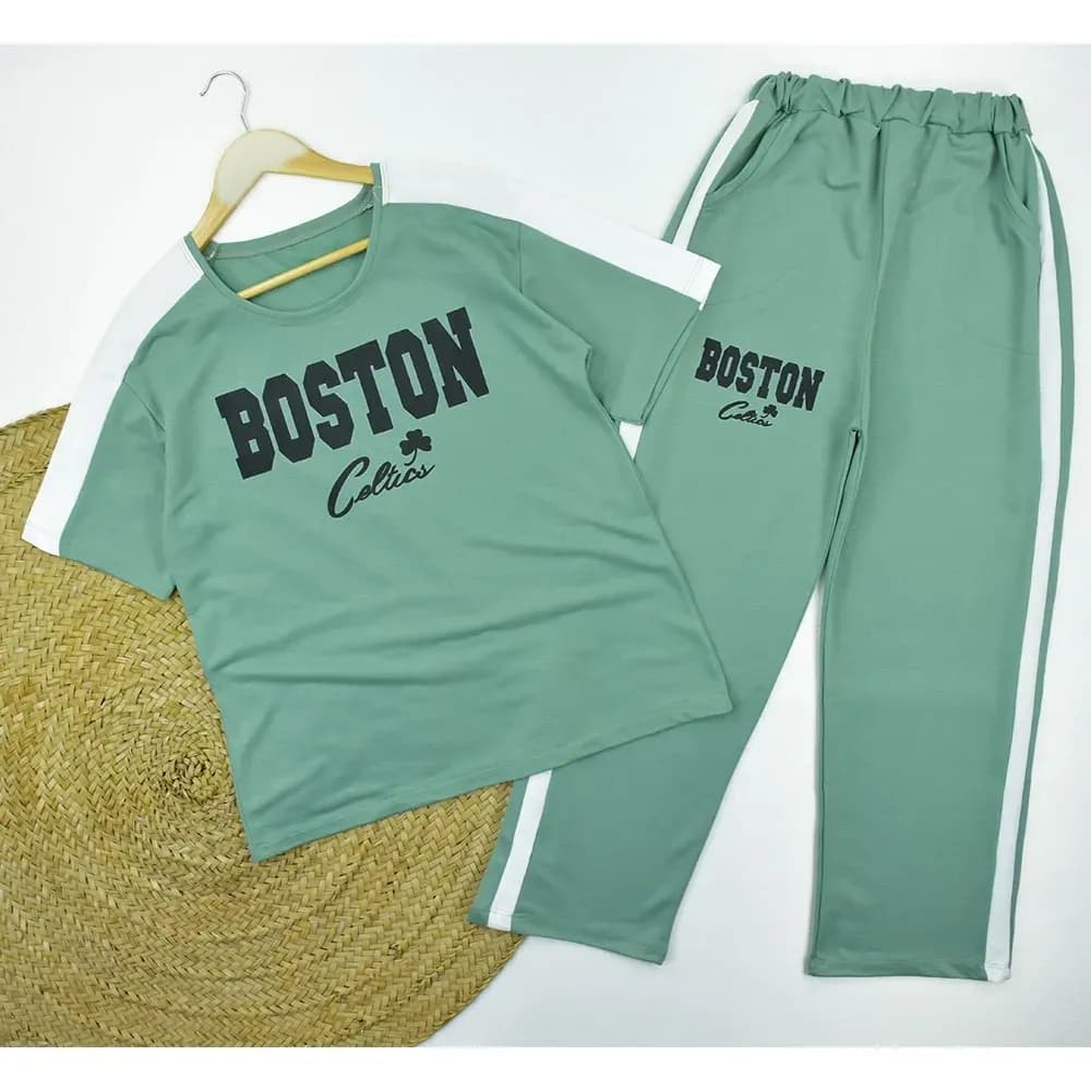 ست تیشرت و شلوار زنانه طرح BOSTON کد 11740 فری سایز — تصویر ۷