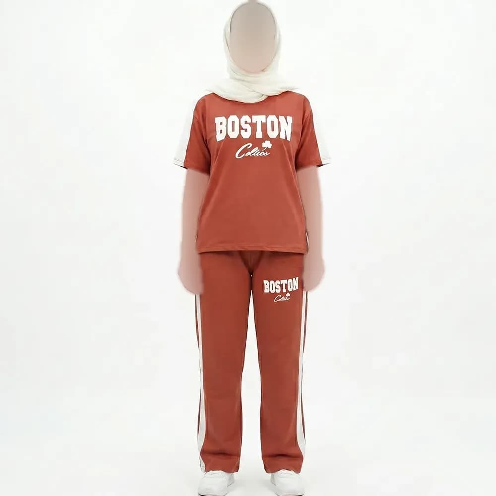 ست تیشرت و شلوار زنانه طرح BOSTON کد 11740 فری سایز — تصویر ۸