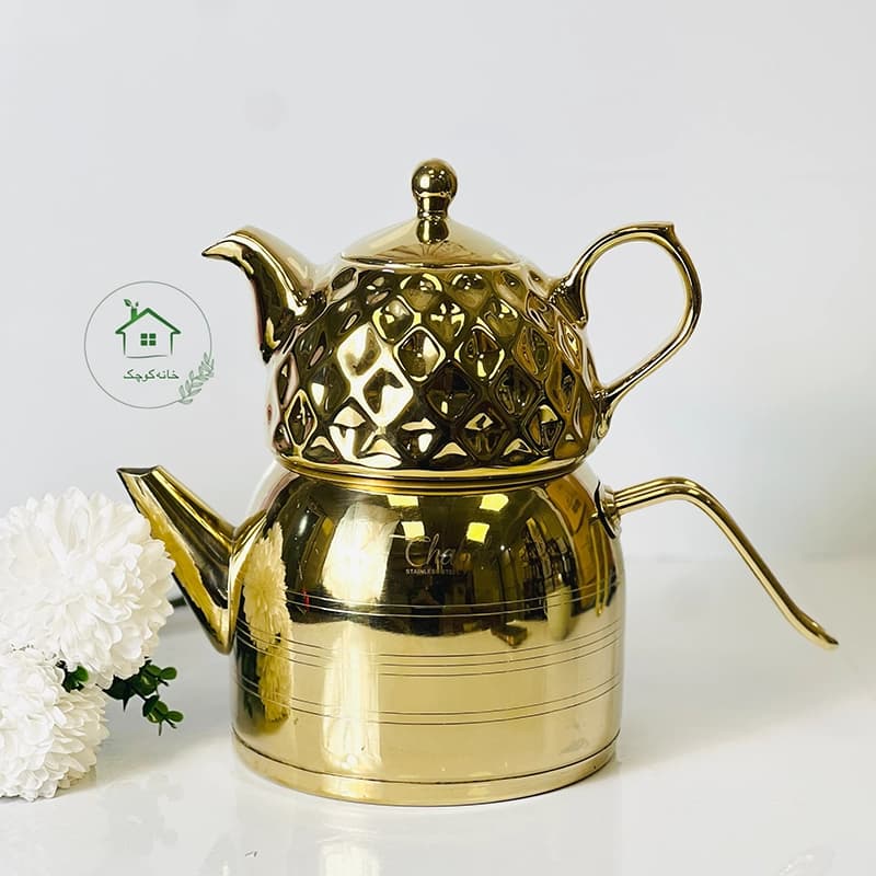 کتری قوری کف چدن طلایی