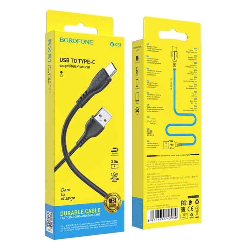 کابل شارژ USB-A به USB-C بروفون مدل BX51 طول 1 متر — تصویر ۷