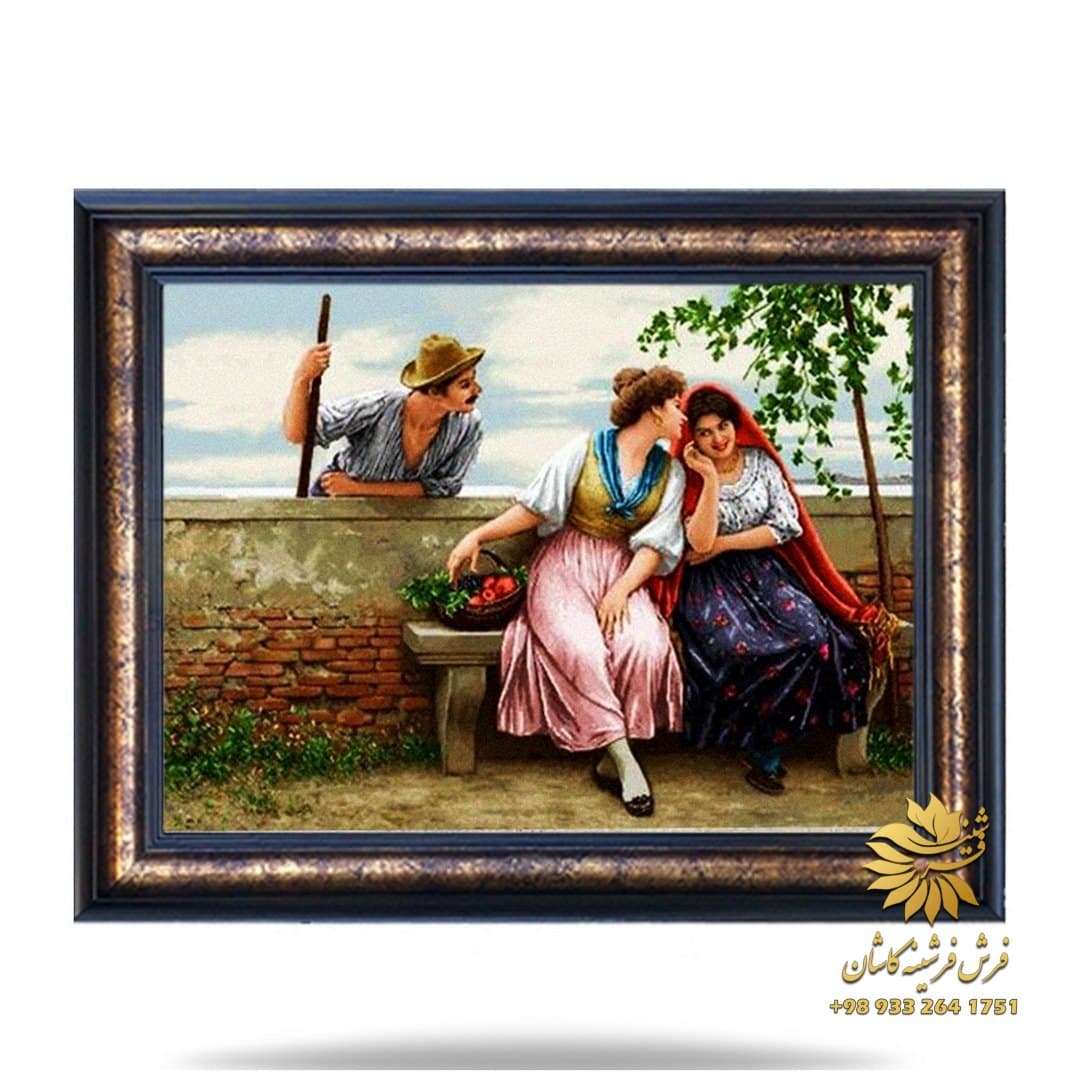 تابلو فرش زن فرانسوی 1200 شانه — تصویر ۳