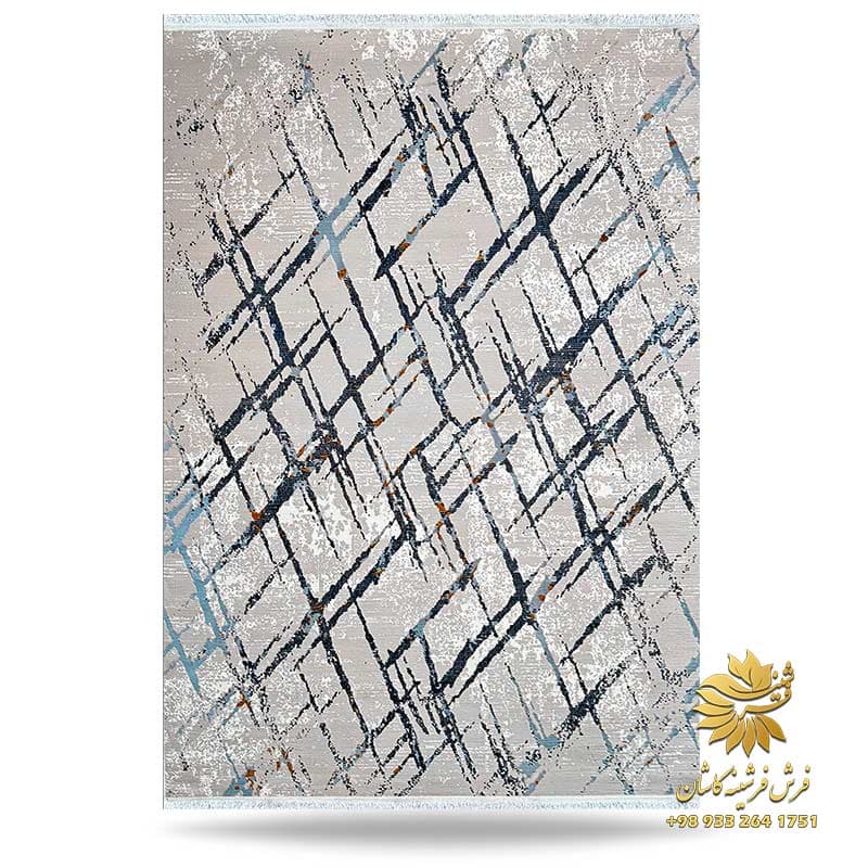 فرش طوسی سرمه ای طرح ترک کد 42040sb