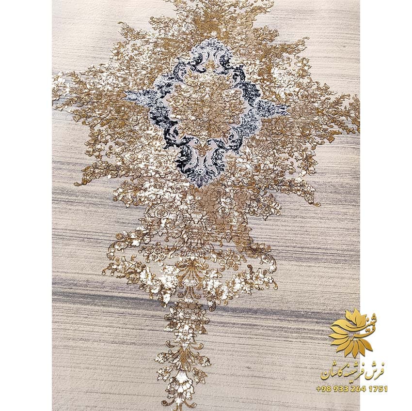 فرش 1200 شانه وینتیج طلاکوب طرح هدیه صدفی — تصویر ۳