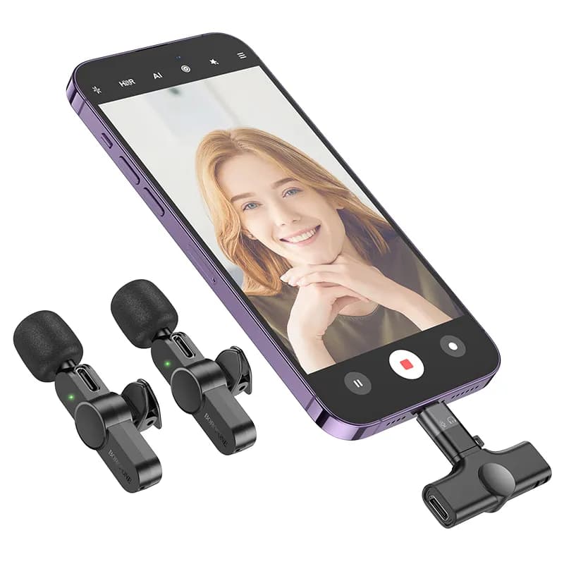 میکروفون بی سیم دو کاره بروفون مدل BFK12 با سری لایتنینگ و تایپ سی — تصویر ۶