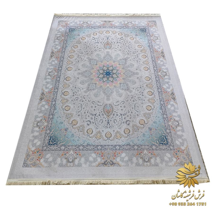 فرشینه طوسی سبز طرح فرش کد sh2001
