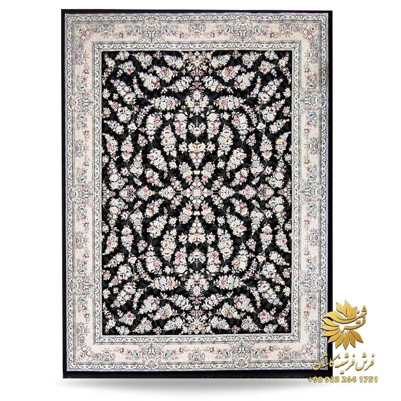 فرش افشان رنگی 700 شانه طرح ژینوس سرمه ای
