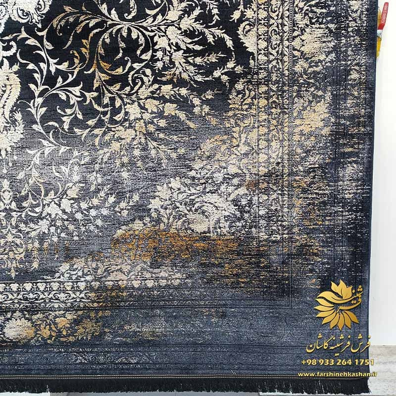 فرش طرح آرشام سرمه ای 1200 شانه کهنه نما — تصویر ۴