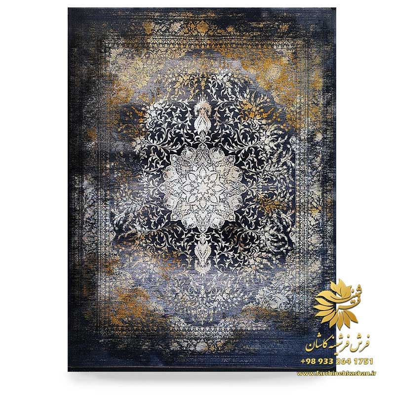 فرش طرح آرشام سرمه ای 1200 شانه کهنه نما