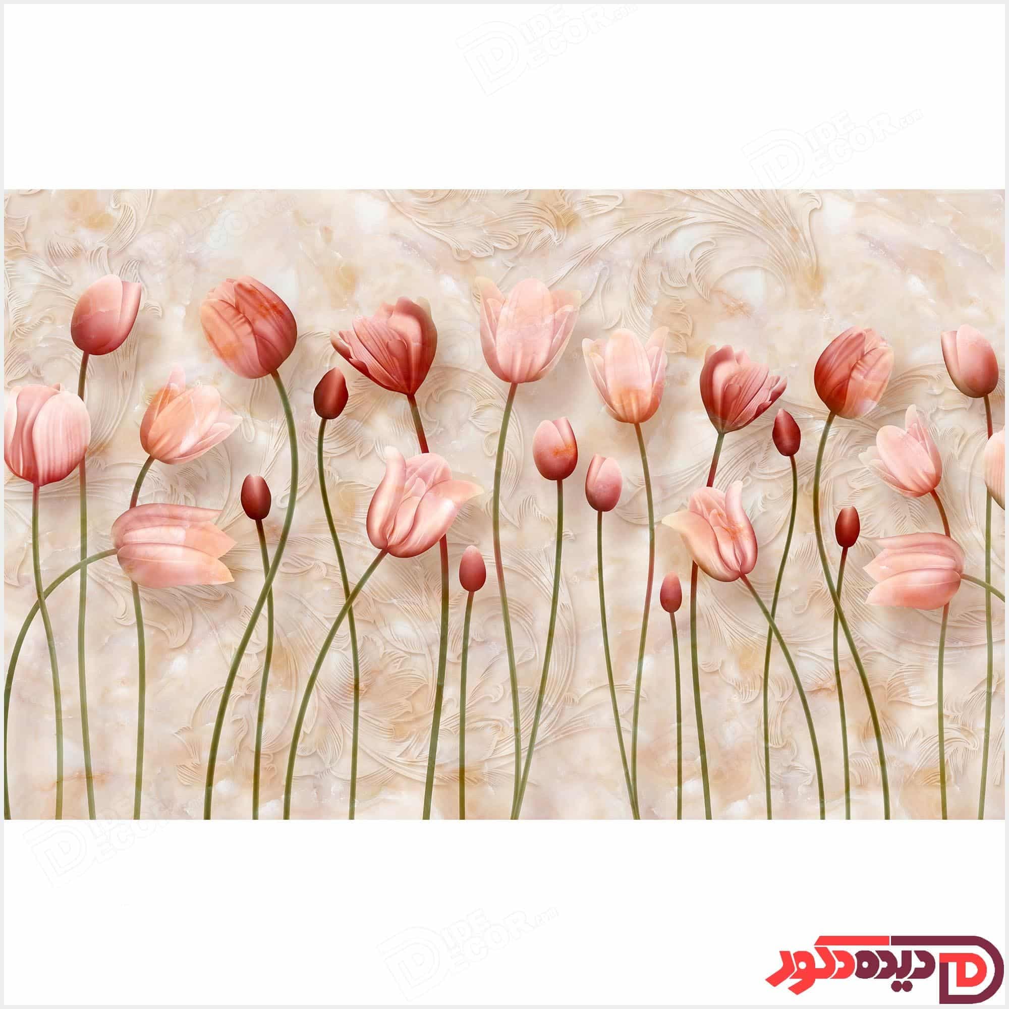پرده زبرا دومکانیزم تصویری گل لاله کد 3DP-07 — تصویر ۳