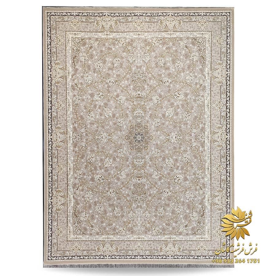 فرش 1200 شانه طلاکوب طرح سوگل صدفی