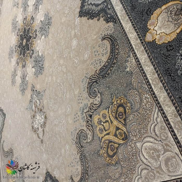 فرش طوسی 700 شانه جدید طرح آیدا ترمه ای — تصویر ۲