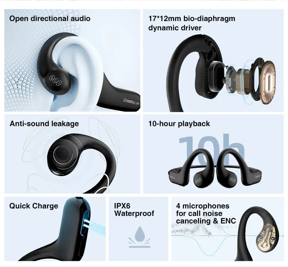 هدفون بلوتوث کیو سی وای QCY Crossky Link Earphone — تصویر ۲