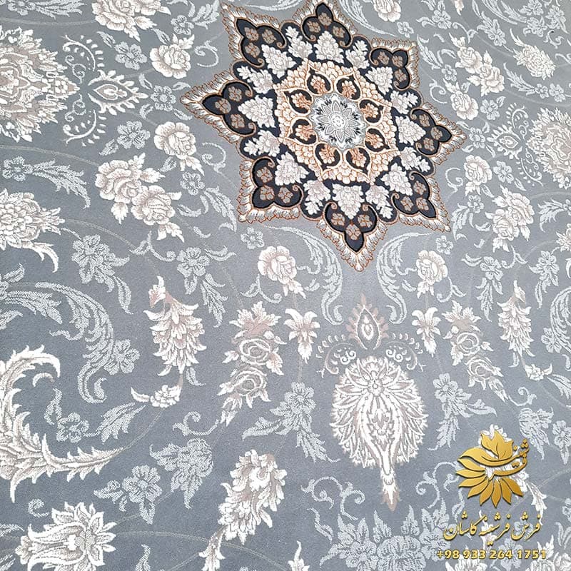 فرش حاشیه طلایی طرح دایان نقره ای 700 شانه — تصویر ۴