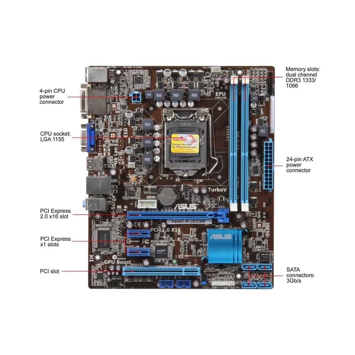مادربرد ایسوس مدل ASUS P8H61-M LE — تصویر ۲