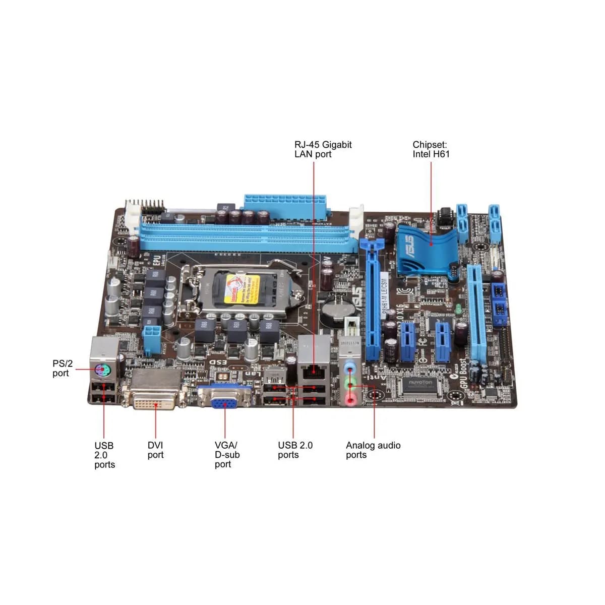 مادربرد ایسوس مدل ASUS P8H61-M LE — تصویر ۳
