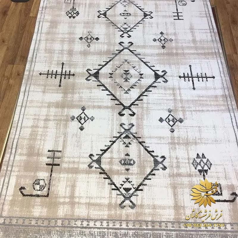 فرش مراکشی کرم نسکافه ای کد 41061 — تصویر ۴
