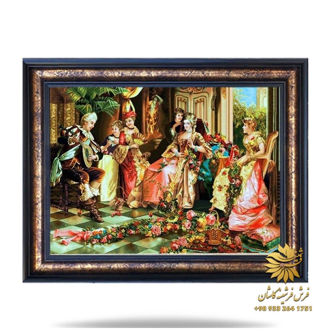 تابلو فرش جدید و شیک طرح سه تار زن