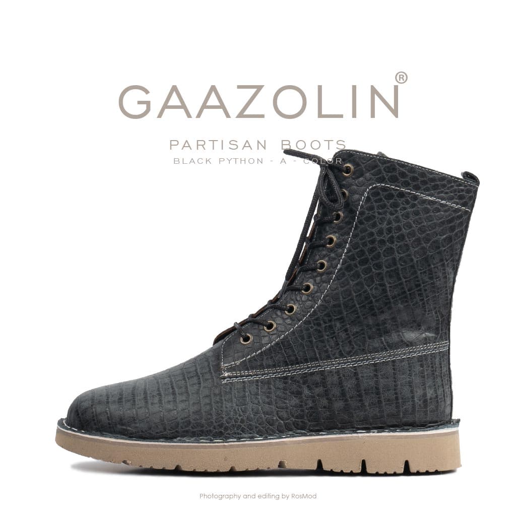 بوت پارتیزان گازولین پیتون مشکی – GAAZOLIN Partisan Boots Black Python A
