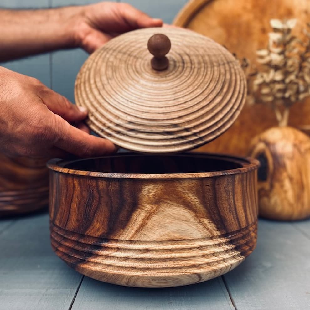 ظرف چوبی دربدار آکاسیا کد 981 — تصویر ۲