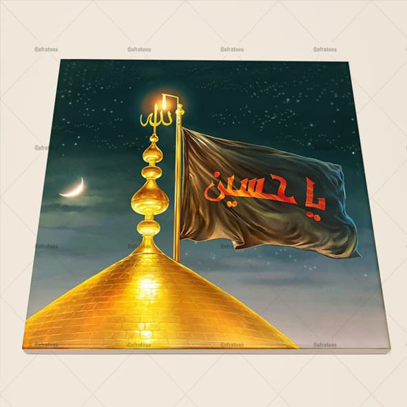 کاشی سرامیکی عکس مذهبی گنبد حرم امام حسین کد 840