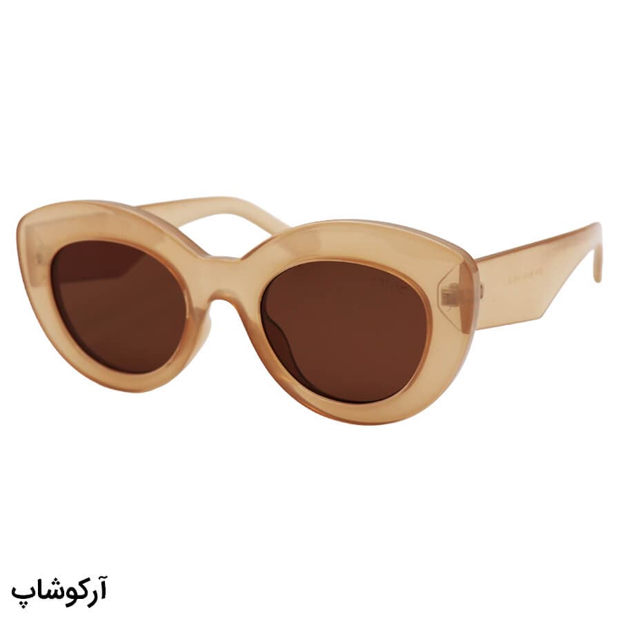عینک آفتابی زنانه Dior با فریم فانتزی، شکل چشم گربه‌ای، رنگ عسلی و عدسی قهوه‌ای تیره مدل 3214