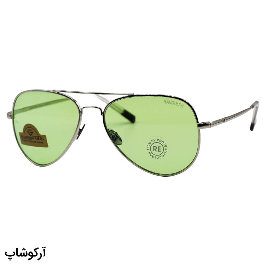 عینک دید در شب راندولف با فریم خلبانی، نقره ای رنگ، لنز شیشه ای و سبز رنگ مدل CR231
