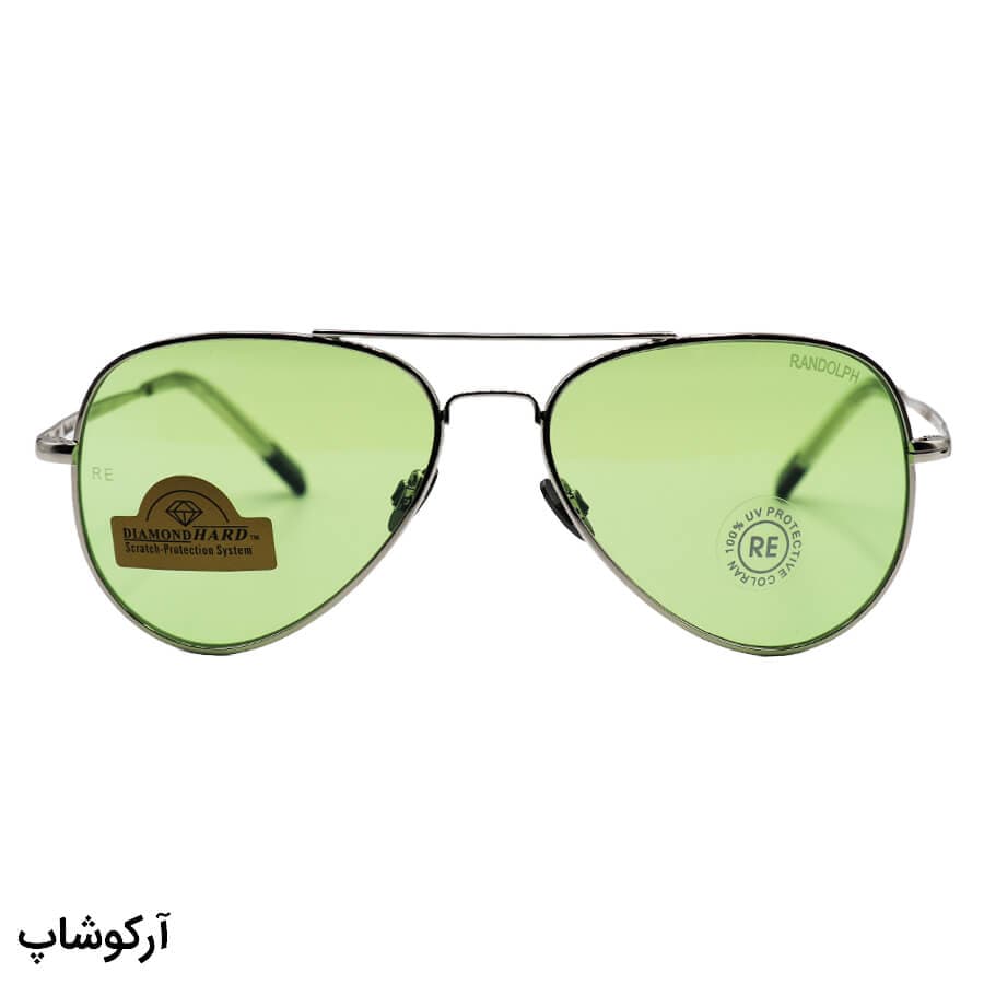 عینک دید در شب راندولف با فریم خلبانی، نقره ای رنگ، لنز شیشه ای و سبز رنگ مدل CR231 — تصویر ۲