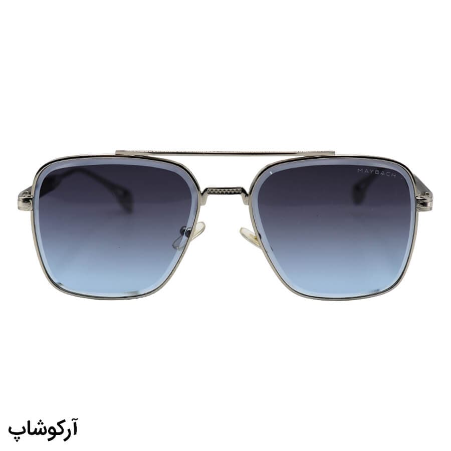 عینک آفتابی میباخ با فریم نقره ای رنگ، مربعی شکل و عدسی آبی سایه روشن مدل M011 — تصویر ۳